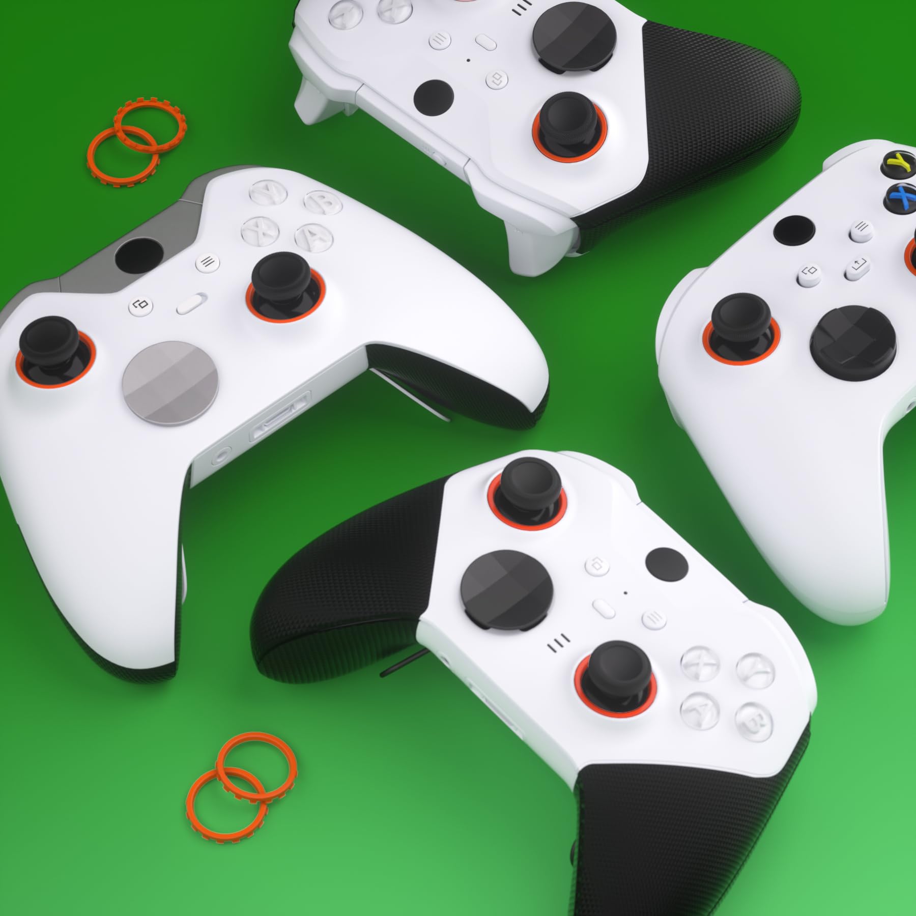 eXtremeRate Anillos de Joysticks para eXtremeRate Carcasa ASR Versión para Xbox Series X/S Control Anillos de Acentos Rings Accesorios para Xbox One Elite, Elite Series 2 Mando(Naranja)