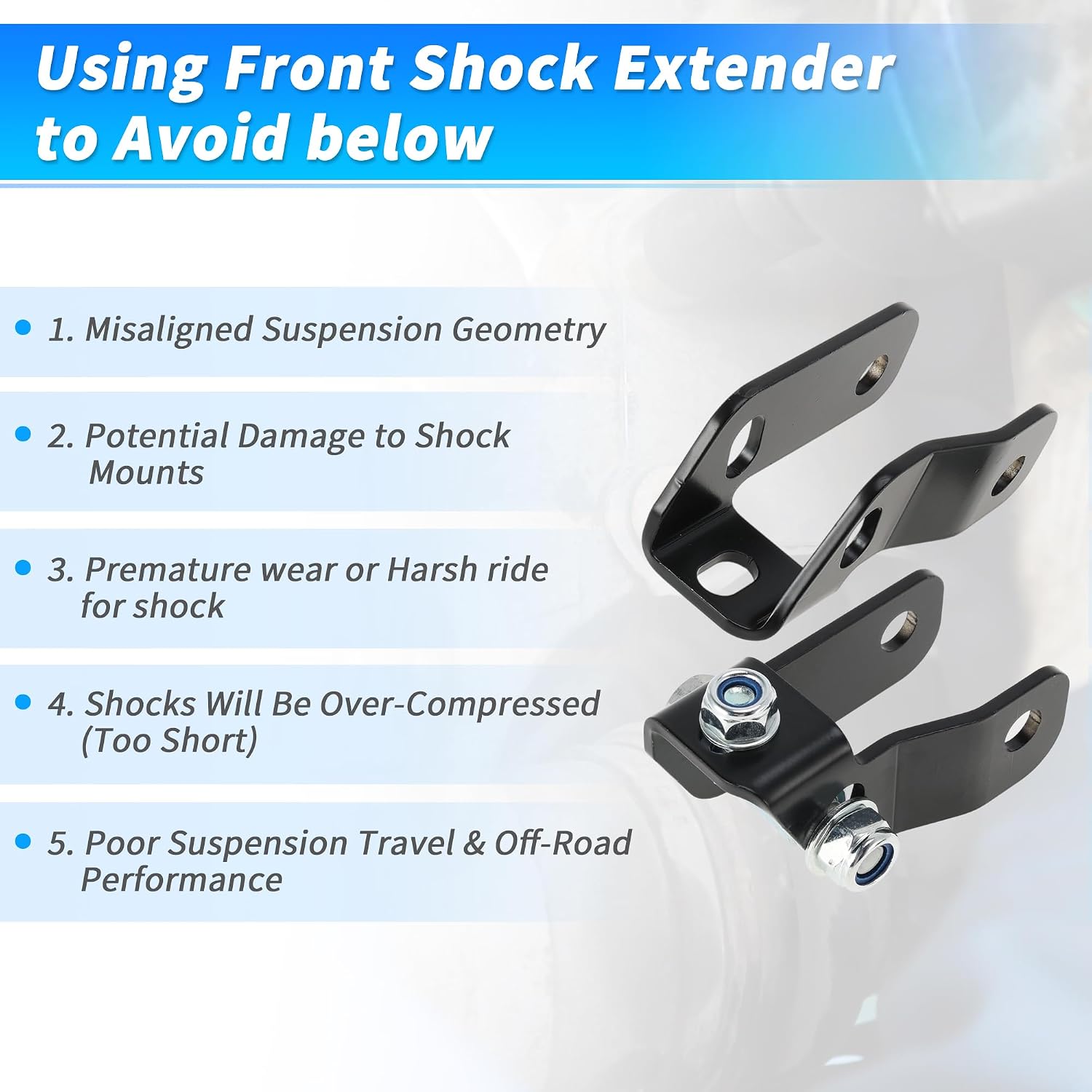 2"-4" Front Shock Extenders for Chevrolet for GMC K1500 K2500 4WD 1988-1998 for Chevy Tahoe 95-99 for GMC Yukon 4WD K1500 K2500 Suburban 92-99 Car Shock Extension Brackets Mount