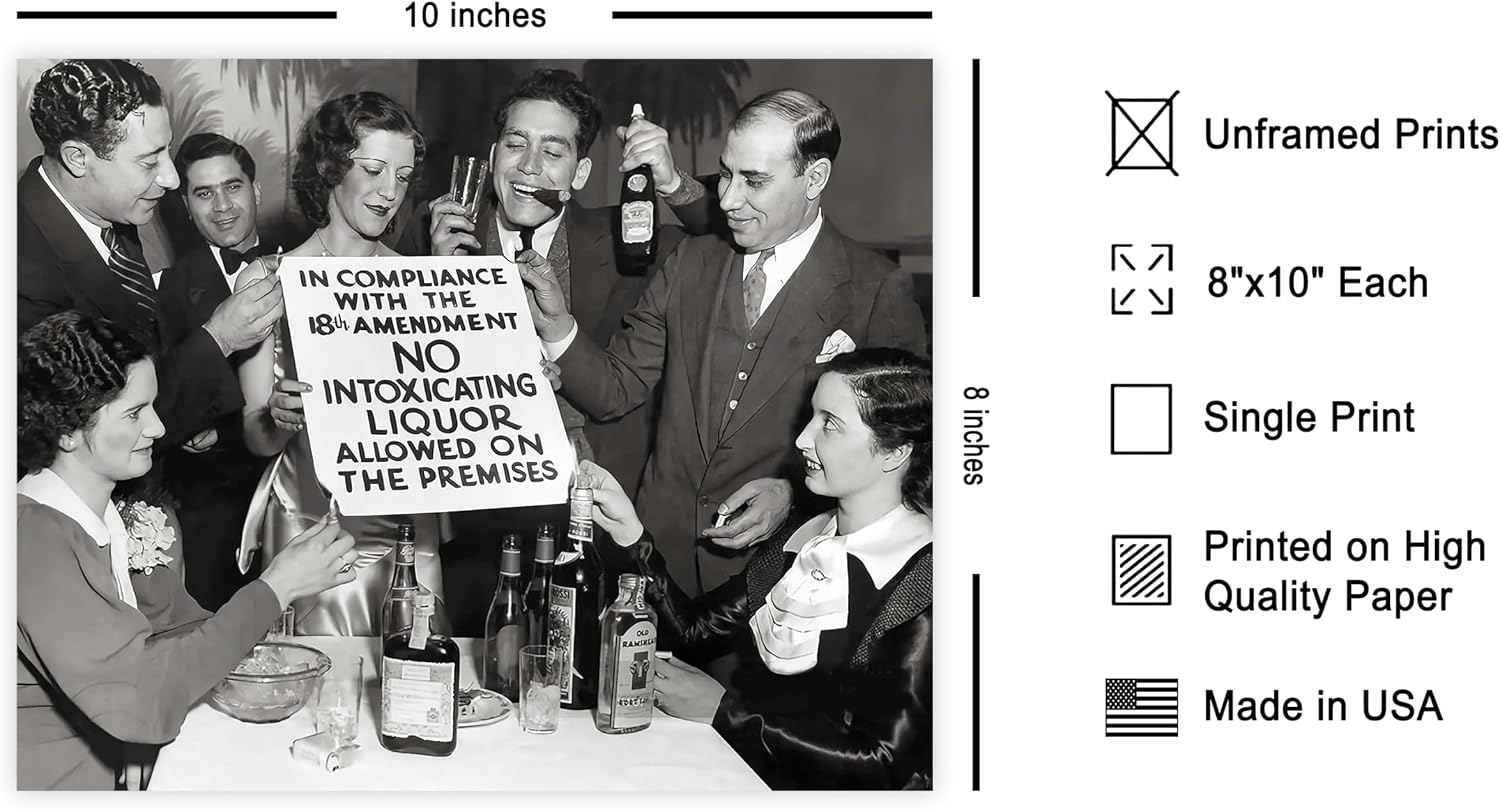 Poster Master Vintage Celebration Poster - Retro End of Prohibition Print - Photography Art - Alcohol Art - Gift for Him, Her, Bartender - Decor for Bar, Kitchen, Restaurant - 8x10 UNFRAMED Wall Art