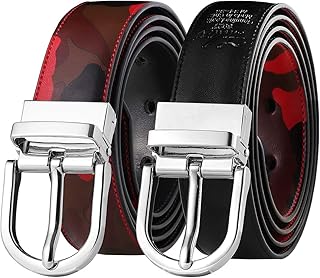 Falari Reversible Belt Genuine Leather Fashion Belt With Single Prong Buckle For Women Youth Kids (1 Belt for 2 Colors)