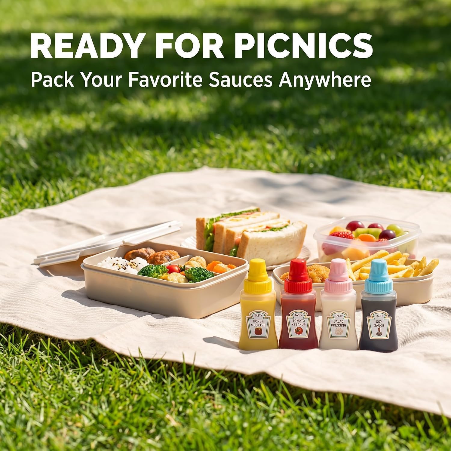 4 Pcs 25ml Mini Ketchup Bottles, Mini Condiment Squeeze Plastic Sauce Bottles Containers Empty Ketchup and Mustard Syrup Dispenser