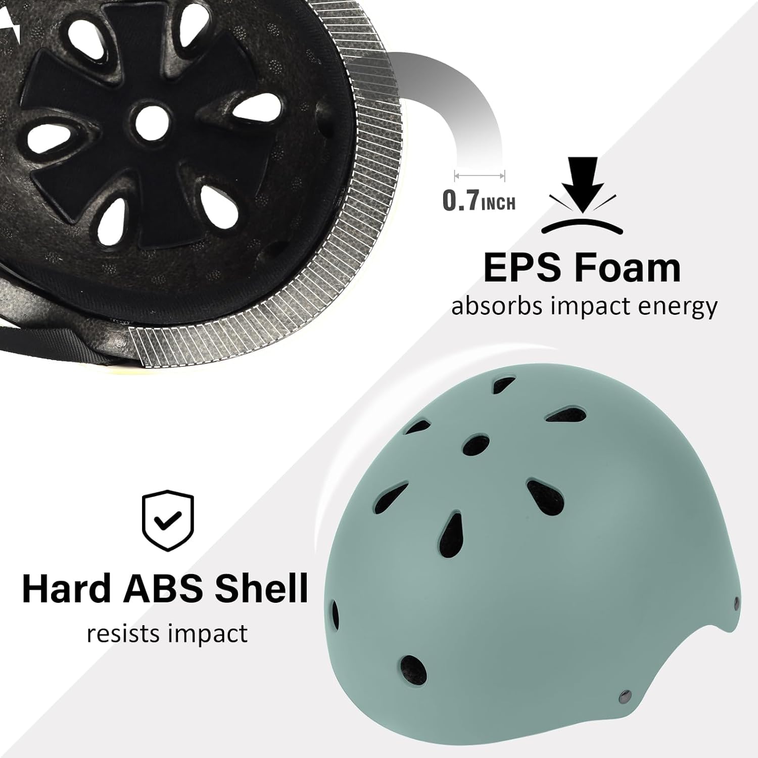 Skateboard Bike Helmet, Lightweight Adjustable, Multi-Sport for Bicycle Skate Scooter, 3 Sizes for Adult Youth & Kids - Image 3