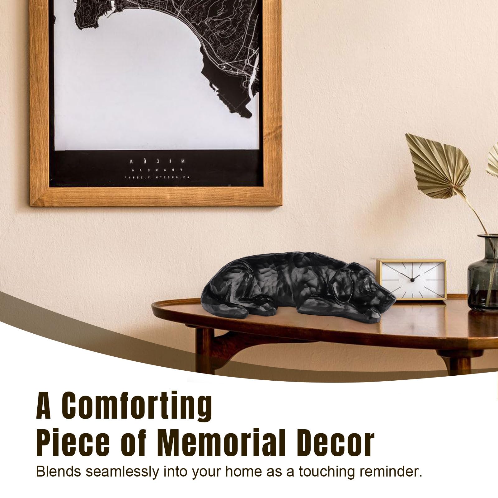 Regalo commemorativo per cani - Urna per ceneri in resina scolpita, regalo di simpatia per la perdita di un cane, ricordo commemorativo per animali domestici (Nero)