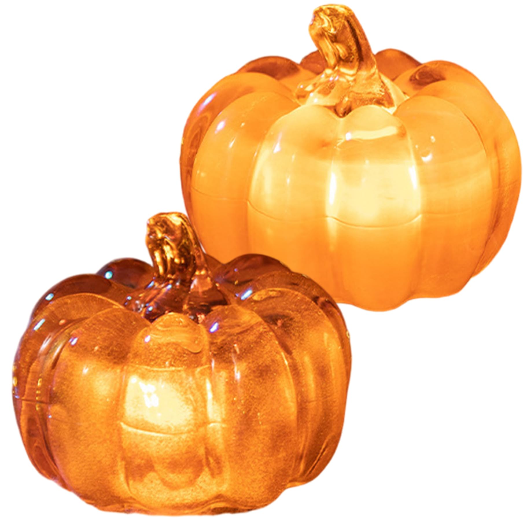 Calabazas iluminadas pequeñas LED para decorar mesas sin peligro de fuego en Halloween