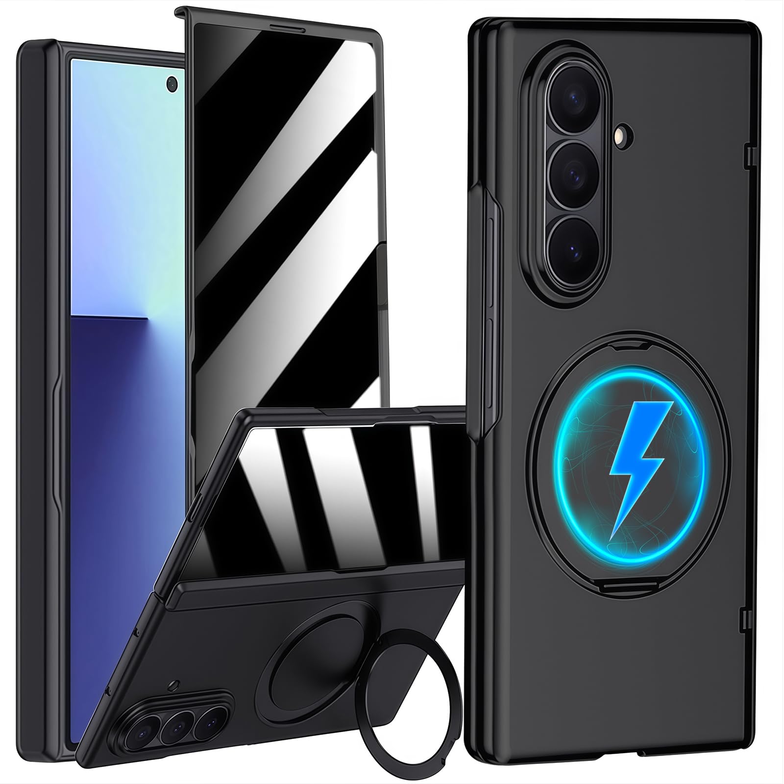 Custodia per Samsung Galaxy Z Fold 8 Ultra con supporto ad anello magnetico, [compatibile] Protezione schermo integrata per la privacy copertura completa cerniera custodia protettiva per