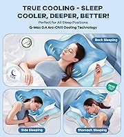 Vista 6 de DONAMA - Almohada cervical para cuello y hombro, almohada de espuma viscoelástica con contorno, almohada ergonómica para el cuello con funda