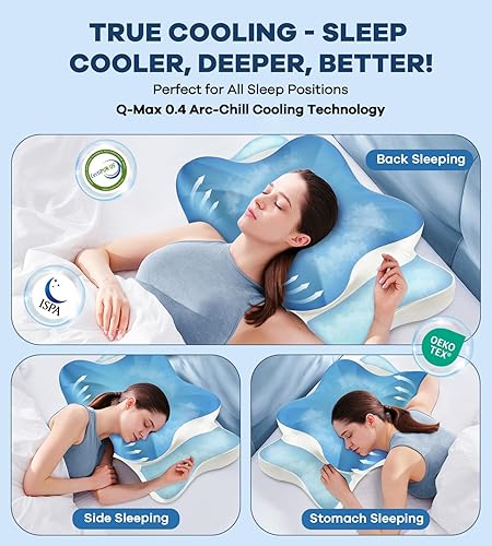 Miniatura 6 de DONAMA - Almohada cervical para cuello y hombro, almohada de espuma viscoelástica con contorno, almohada ergonómica para el cuello con funda