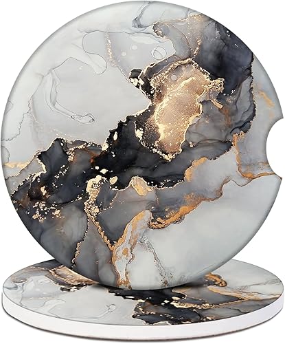 Portavasos para automóvil, posavasos de cerámica absorbente de mármol blanco y negro, posavasos para portavasos de automóvil, accesorios para