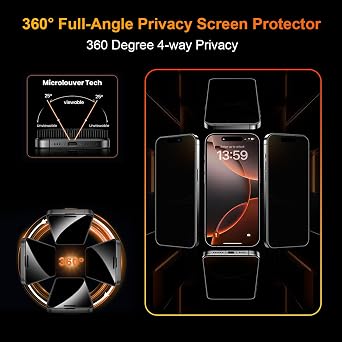 OneFish 2 Pack 360 Privacy Screen Protector for iPhone 15 Pro