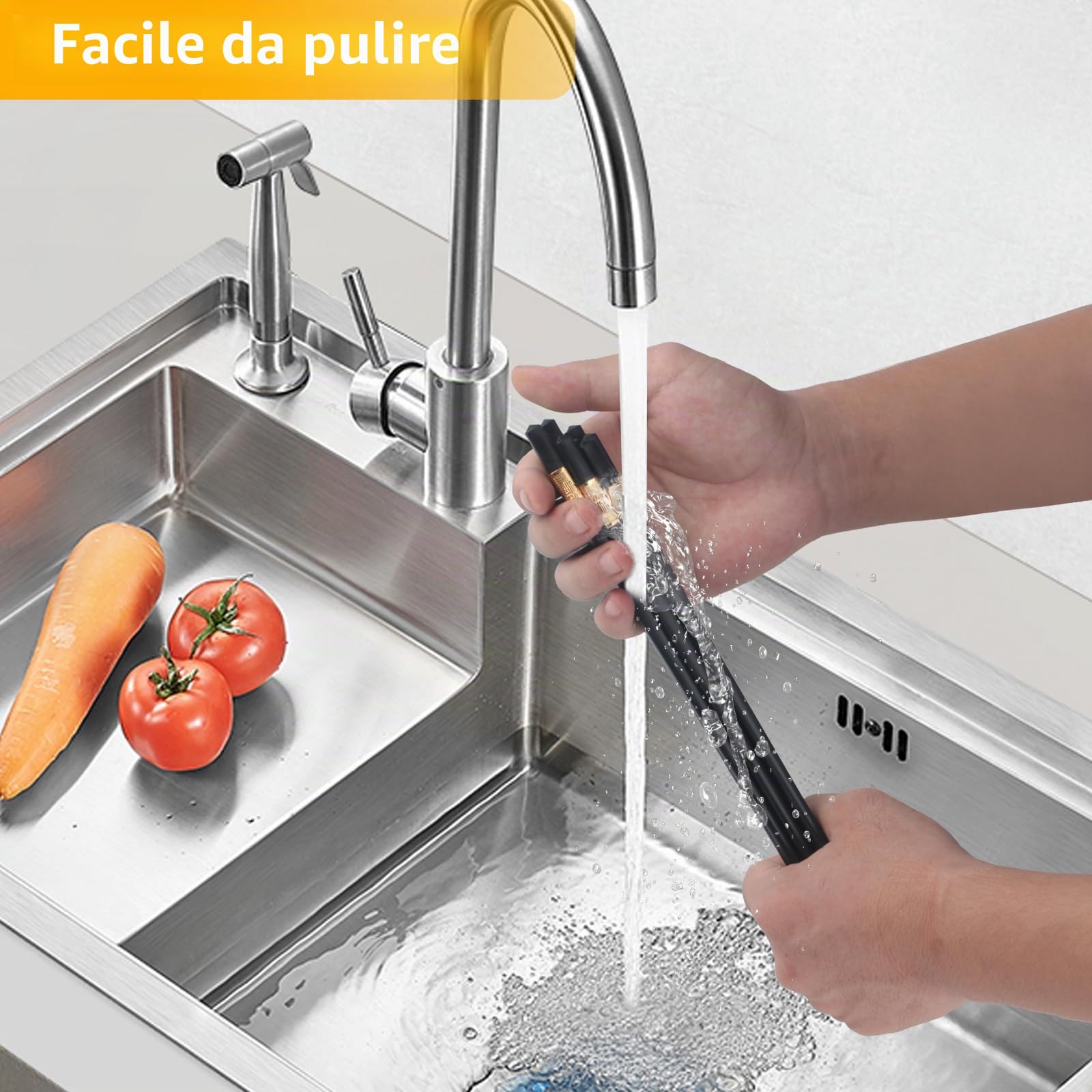 10 Paia Bacchette Sushi in Lega Lavabili in Lavastoviglie, Riutilizzabili, Giapponesi Cinesi, Chopsticks Antiscivolo per Piatti Asiatici - Nere