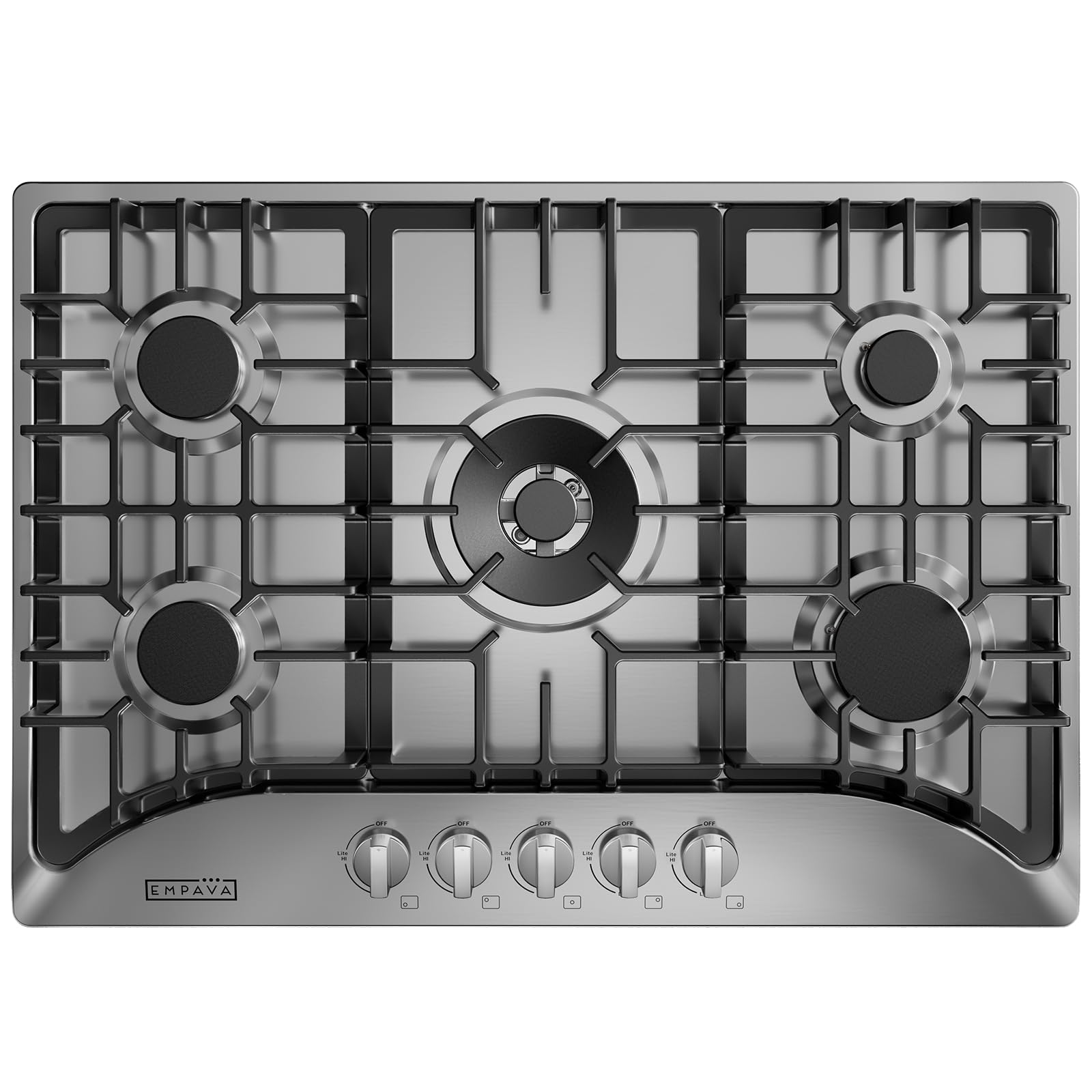 Empava Gas Cooktop 83cm Kitchen Stove 5 Burner Cook Top NG LPG Convertible in Stainless Steel