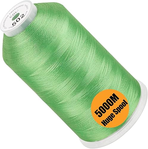 New brothread - Solo carrete enorme 5000M cada hilo de máquina de bordado de poliéster 40WT para máquinas comerciales y domésticas - Verde menta