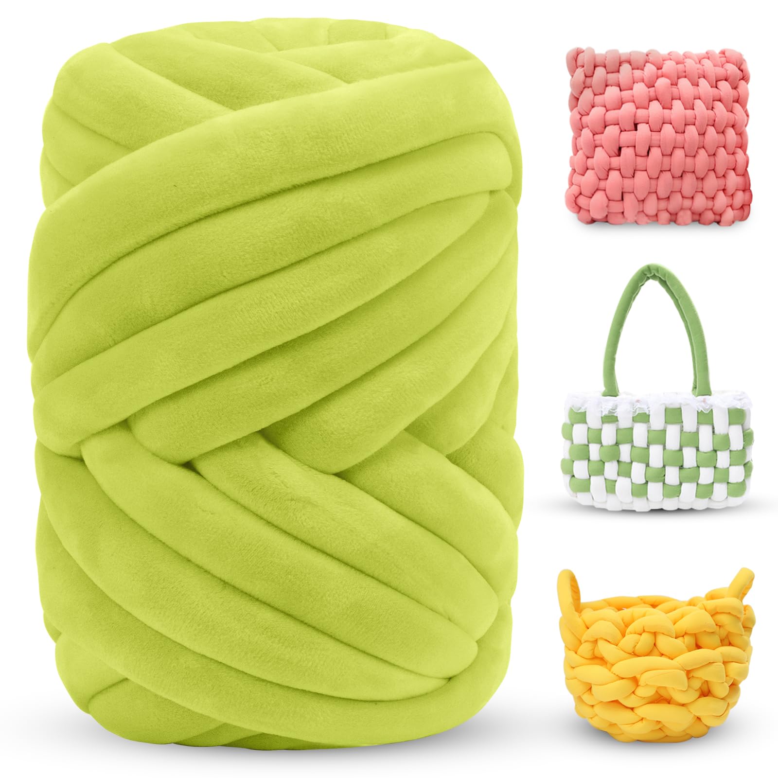 LEREATI Thick Chunky Yarn for Arm Knitting Jumbo Tube Soft Chunky Knit Blanket Velvet Yarn for Crocheting Handbags Hand Knitting Pet Bed Rugs Pillows Crafts (500g