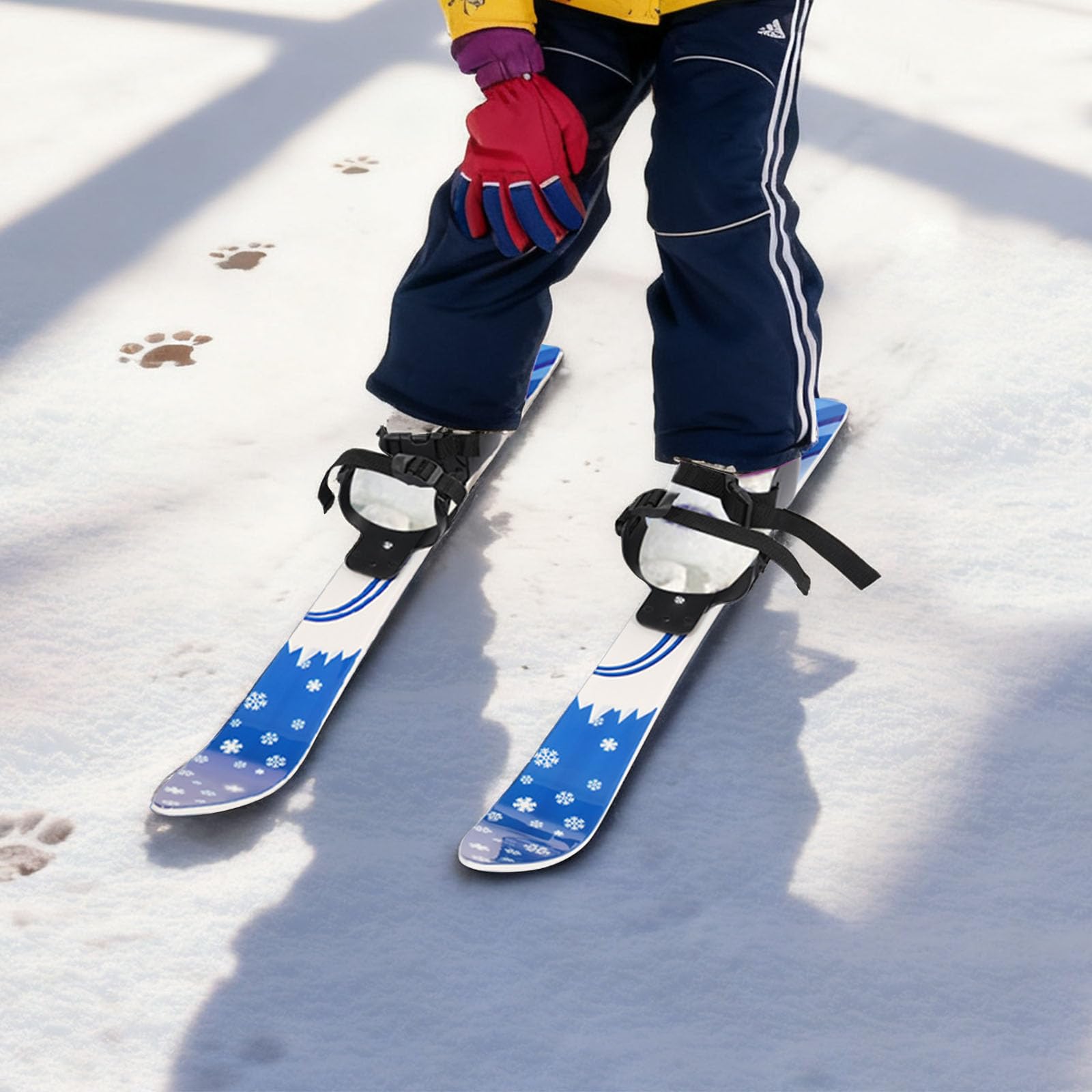 SKI Skier Kinder BINDUNG mit 2 Skistöcke, Skibrett 68cm, Tragfähigkeit 50kg, Babyski Ski Lernski Kinderski für 2-8 Jahre alt