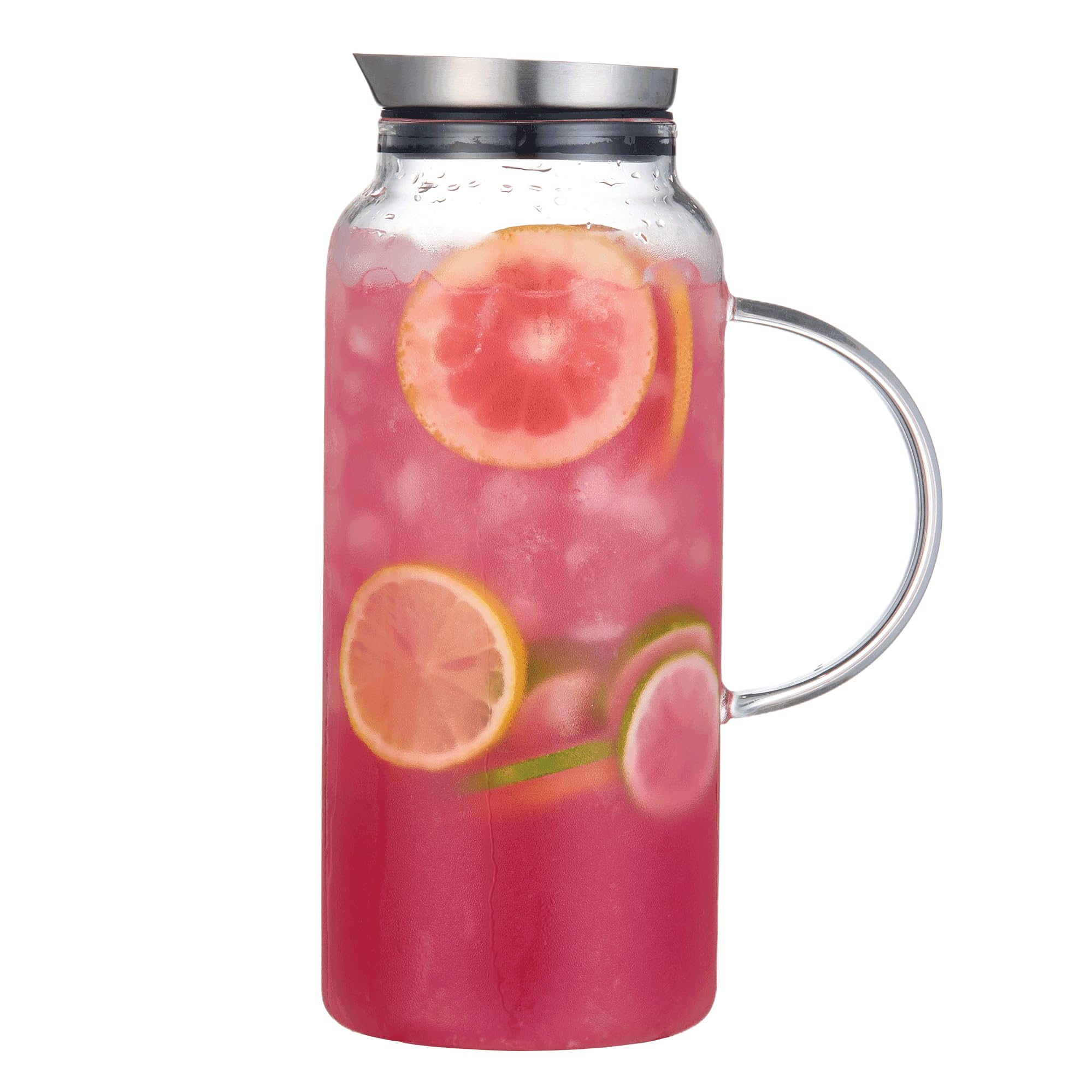 68 Ounces Glass Pitcher with Lid, Hot/Cold Water jug for Coffee, Lemonade, Iced Sun Tea,Beverage, Milk
