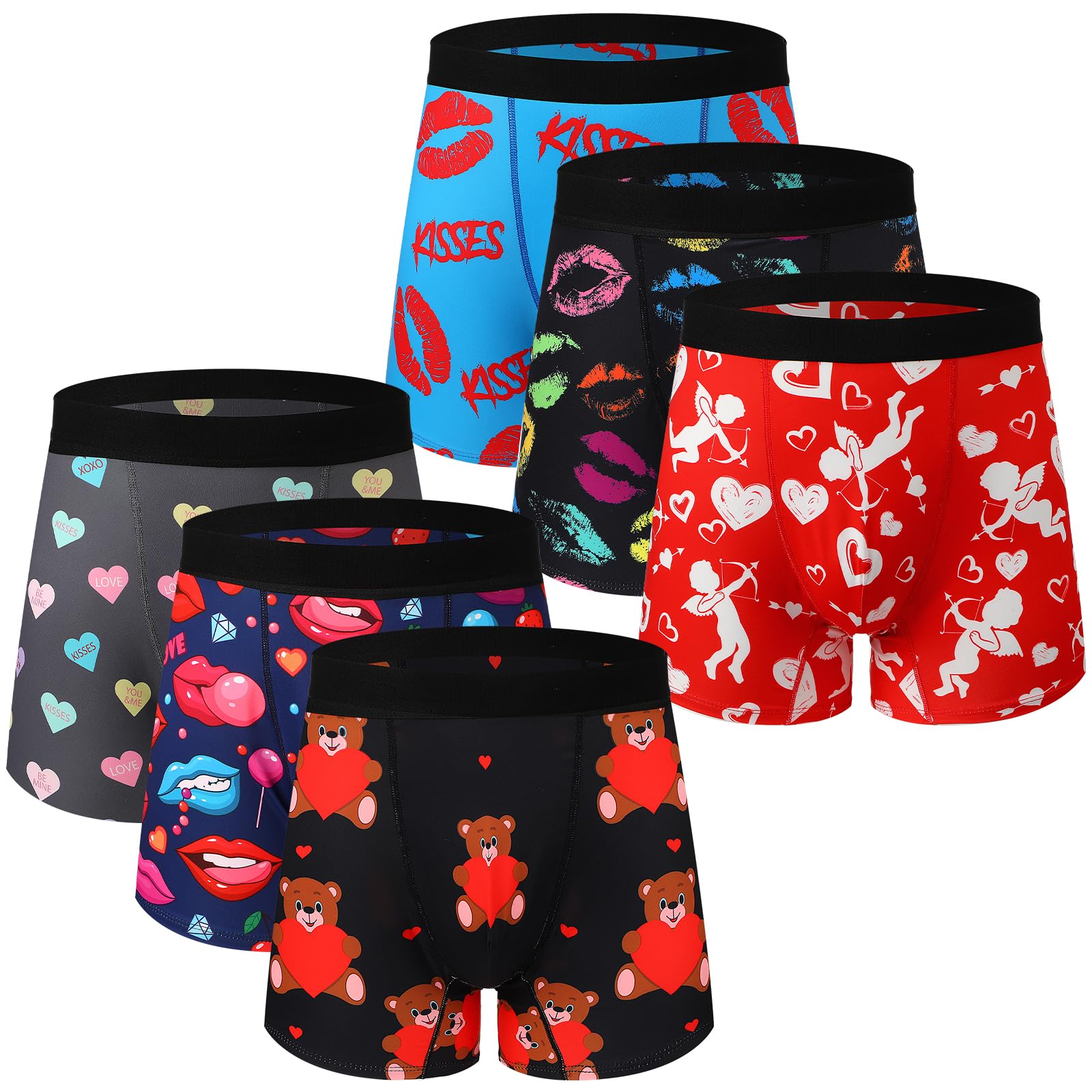 Twistover6 Pcs Christmas Valentine's Day Boxer Underwear for Men Boxer Brief with Box for Boyfriend Husband