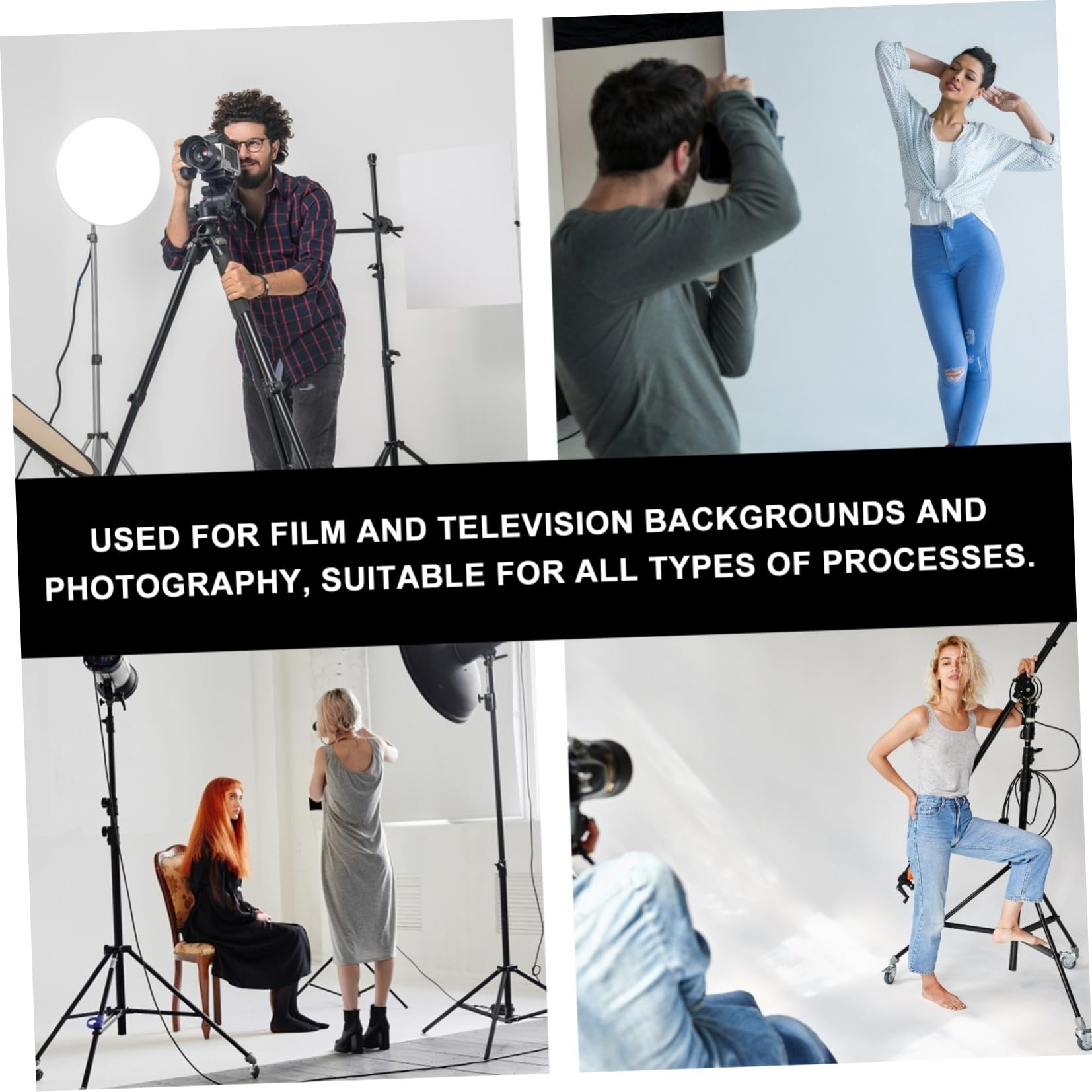 TEHAUX Sfondo da e Floccato Resistente Nero Fotografico Facile Ripristinare per 200x150 Cm Riprese Video e Scatti Fotografici Professionali