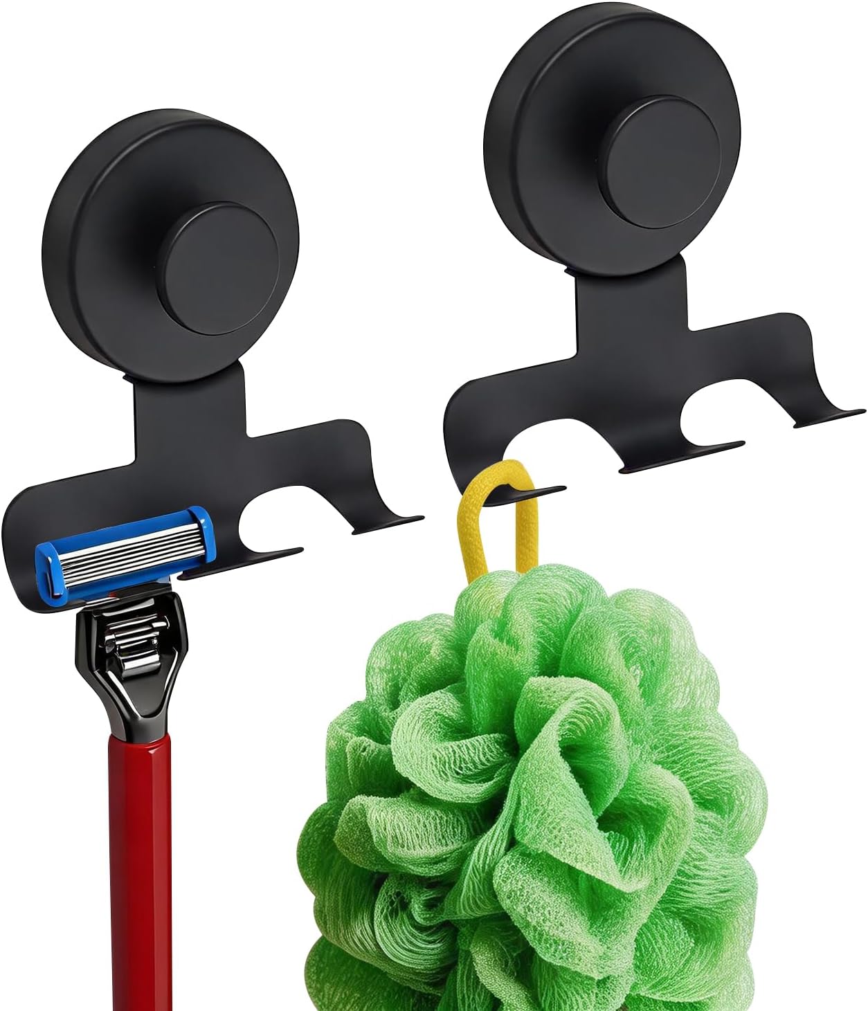 2PCS Suction Cup Razor Holder, Stainless Steel Shower Hook