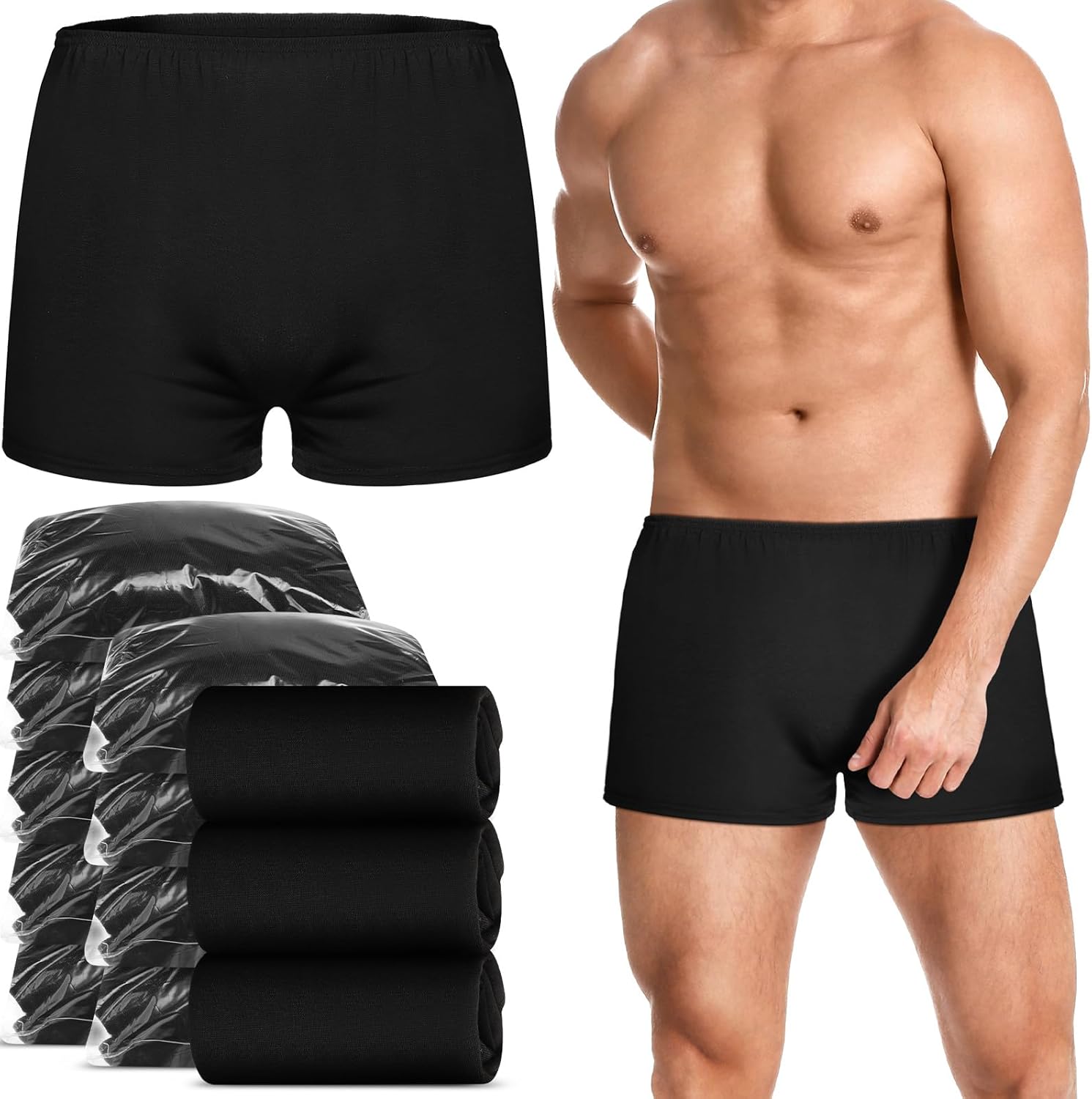 Ramede Disposable Men Cotton Underwear Disposable Exam Short Portable Cotton Male Patient for Travel Massage Hotel Spa