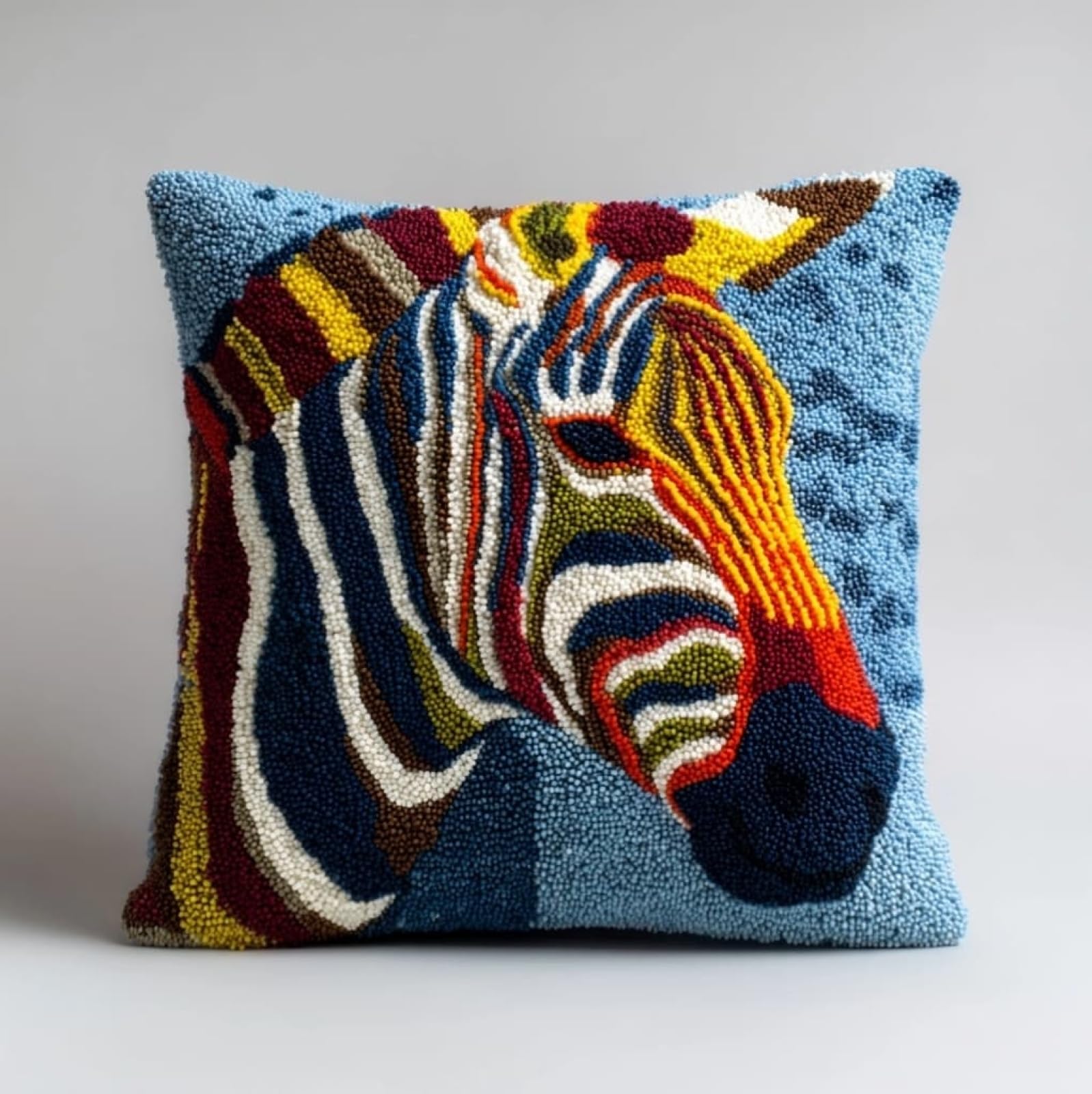 AxiangziK DIY Latch Hook Pillow Kit,Animal Zebra