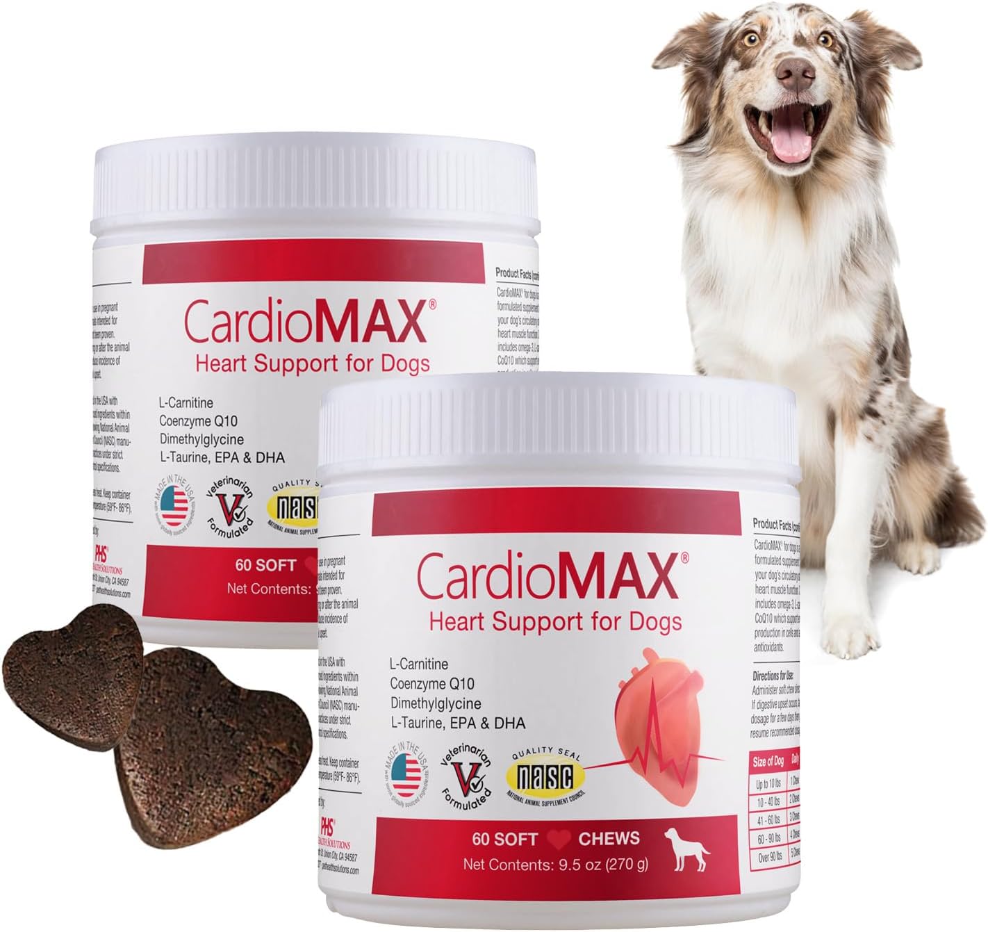 Heart Support Supplement for Dogs-Vet-Formulated, Antioxidant-Rich-L-Taurine, L-Carnitine,EPA,DHA,CoQ10-Aids Circulatory Strength, Cardiovascular Support, Heart Muscle Function-USA Made-120 Soft Chews