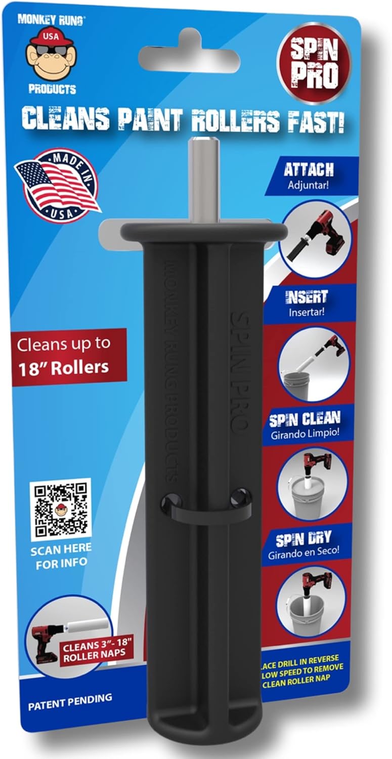 Monkey Rung Spin Pro Paint Roller Cleaner Tool Fits 3" to 18" inch