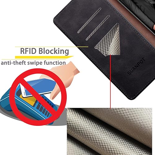 Miniatura 3 de SUANPOT Funda de piel tipo cartera para Samsung Galaxy Note 9 de 6.4 pulgadas con bloqueo RFID, soporte para tarjetas de crédito, funda con tapa