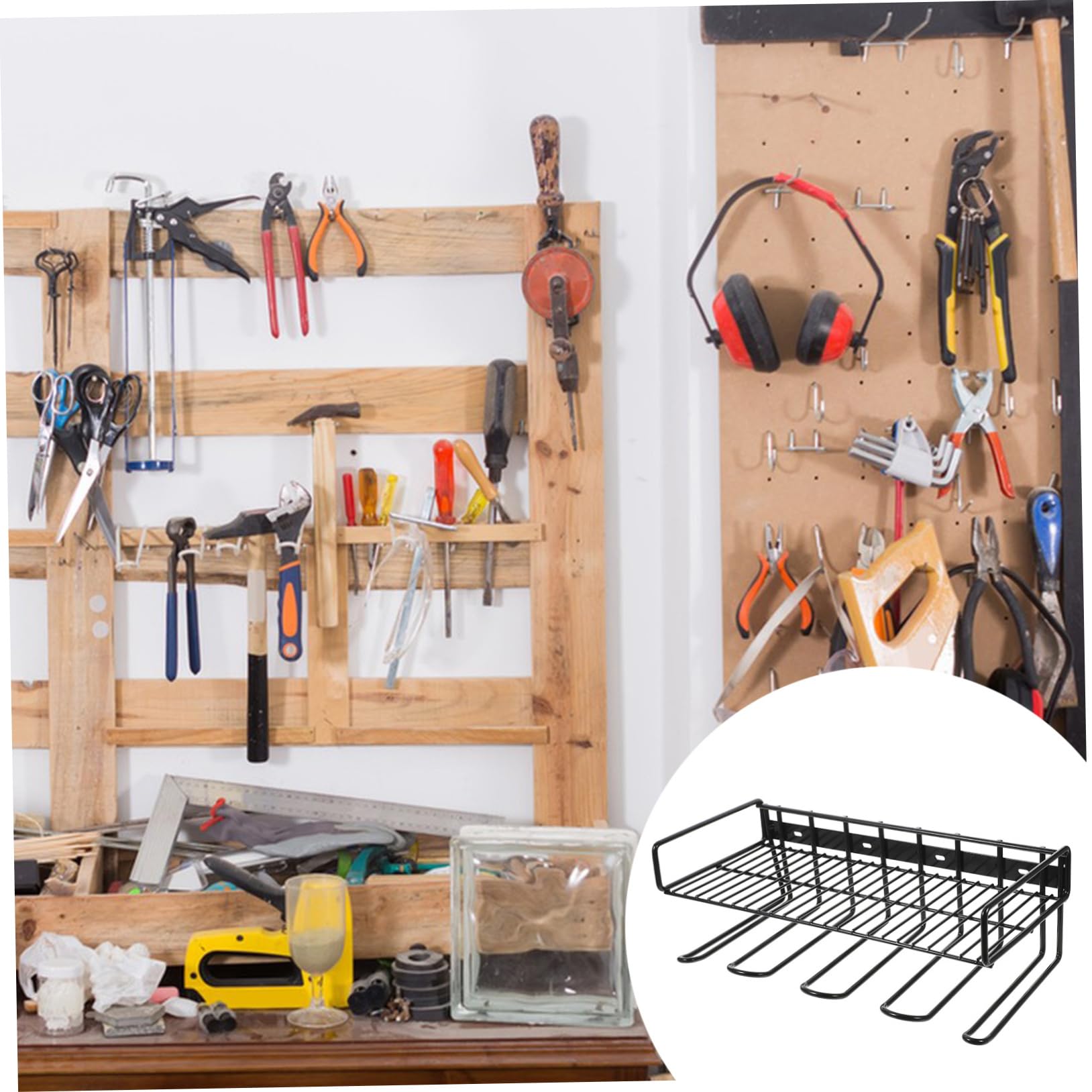 PRETYZOOM Organizador de Herramientas Eléctricas de Hierro Soporte Pared para Garage y Almacenamiento