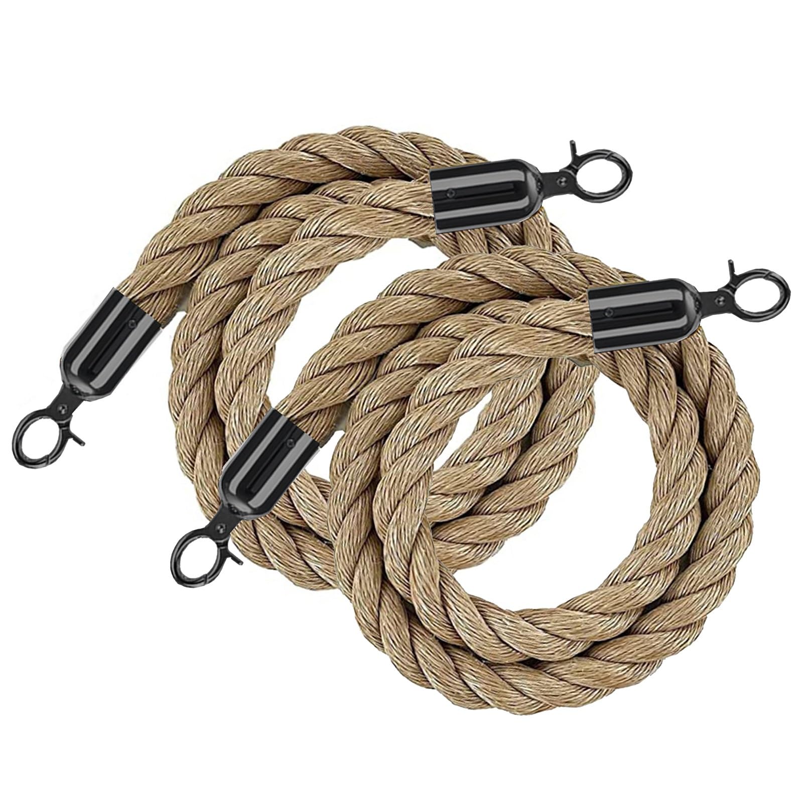 GDMDPTE Crowd Control Cords 0.6-4.5m Braided Hemp Rope with Metal Hooks Perfect for Event Dividers Queue Management Solution for Venues & Gatherings