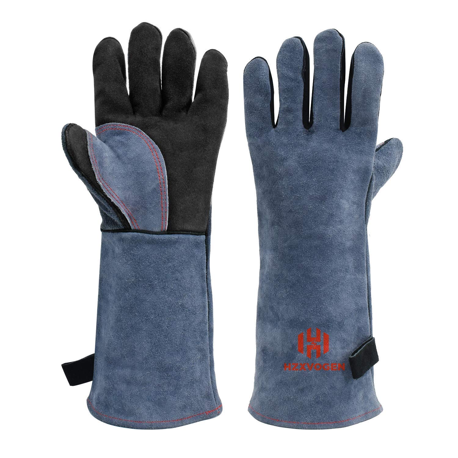 Welding Gloves Fireplace Gloves Fire Heat Resistant 932℉ Fireproof Leather Mitts for Stove BBQ Grill Oven MIG TIG