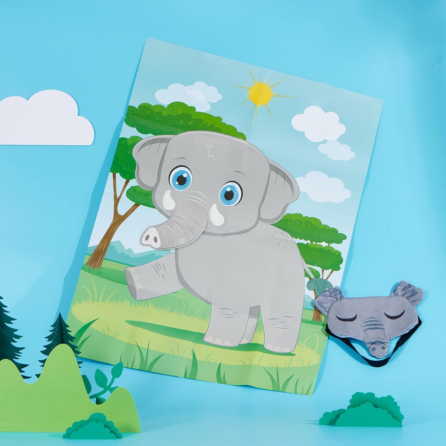 JOYIN Pin The Nose on The Elephant Game, 24 Pcs 21'' x 28'' Elephant Nose Stickers, Make a Face Stickers Party Favors Decorations