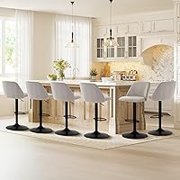 Vista 6 de COLAMY Bar Stools Set of 4, Modern Swivel Bar Chairs, Adjustable Upholstered Barstools Counter Height with Full Backrest for Bar, Dining Room