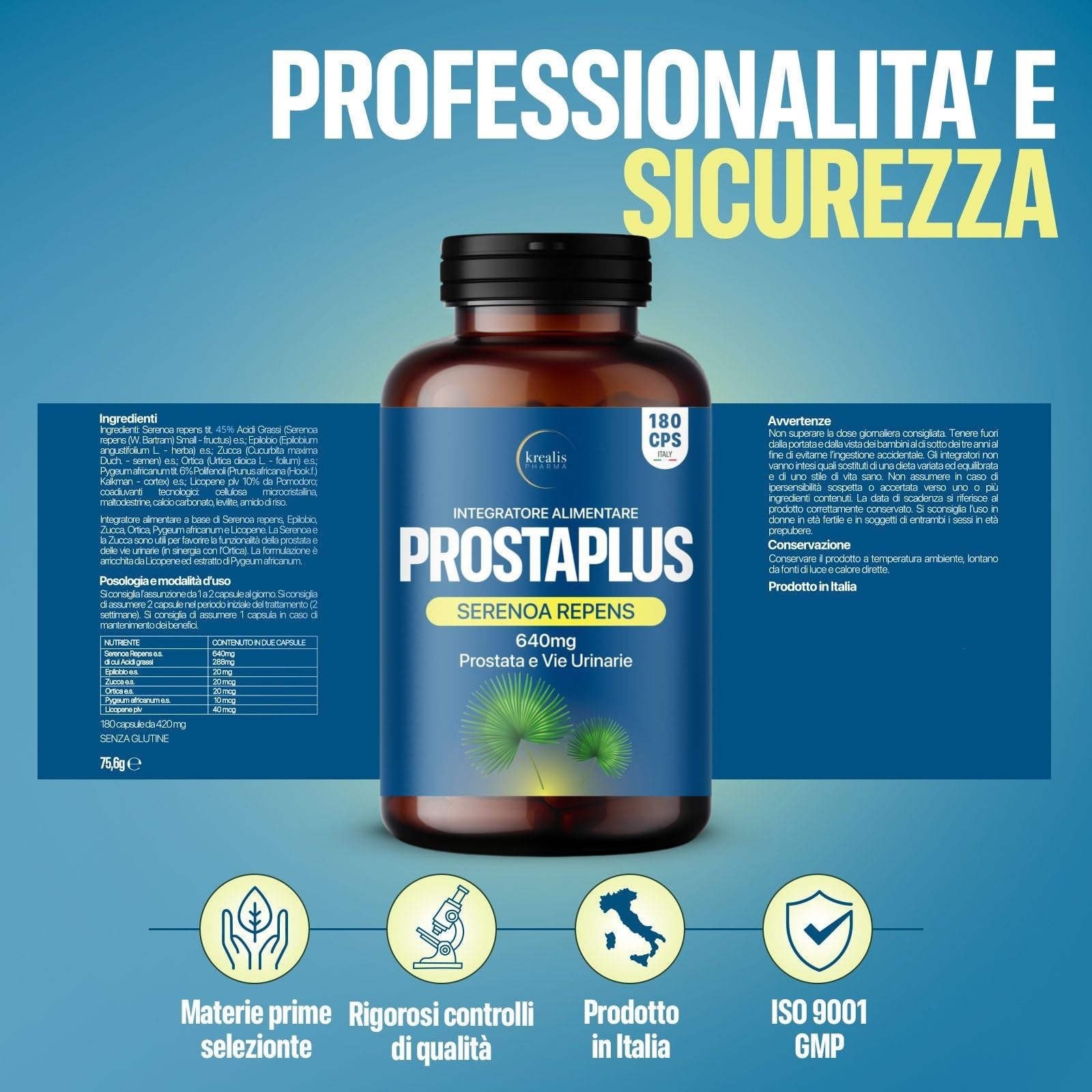 Prostaplus - Serenoa Repens 640mg, 180 Capsule (fino A 6 Mesi Di Trattamento), Saw Palmetto, Prostata Integratore, Formula Potente Con 6 Estratti Mirati Per Il Benessere Completo Dell’uomo