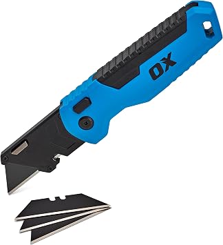 OX Pro Folding Utility Knife with Blade Storage - Construction Knife Heavy Duty - Navaja De Trabajo