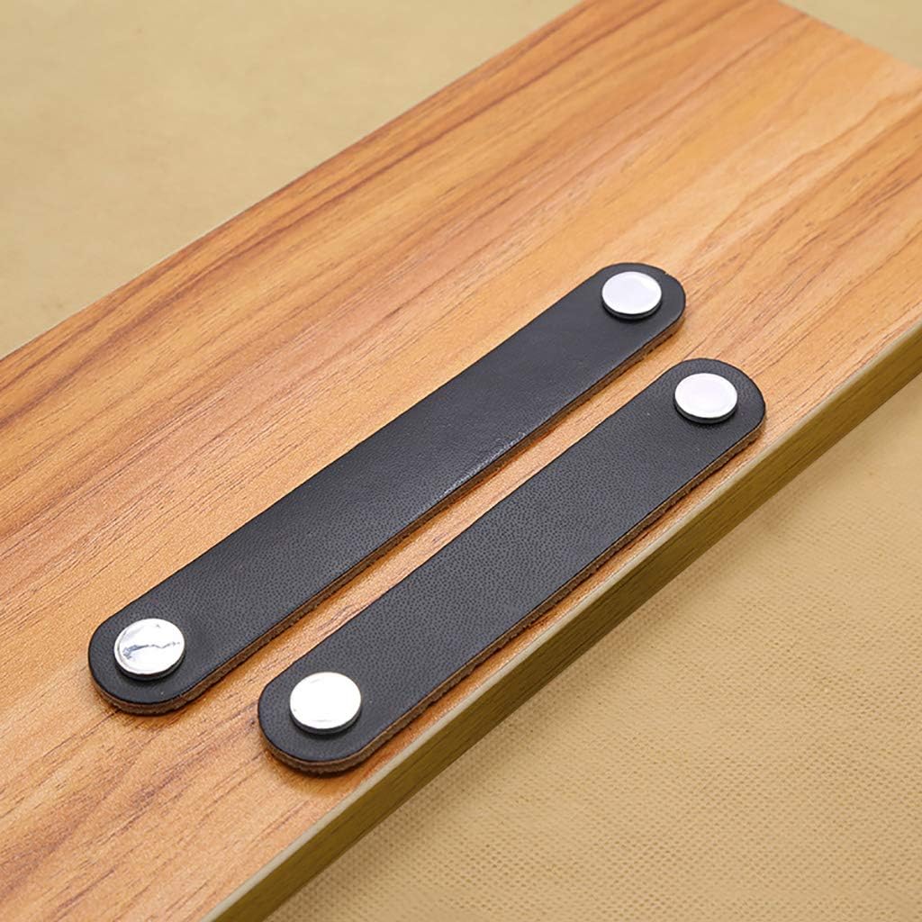 yusheng 8 Pack Soft Genuine Leather Drawer Pulls Handle,Wardrobe Cabinets Kitchen Closet Knobs Door Pulls Handles knobs with Screws,Home Decoration - Image 5