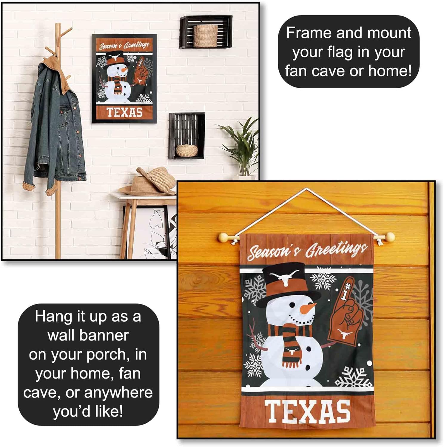 Texas Longhorns Holiday Winter Snow Garden Banner Flag - Image 5