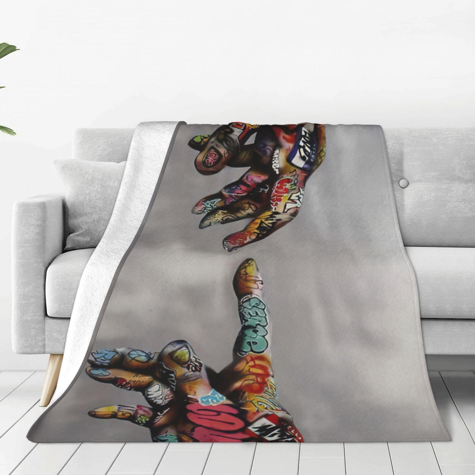 Couverture en polaire graffiti plaid chaud pour lit et canapé