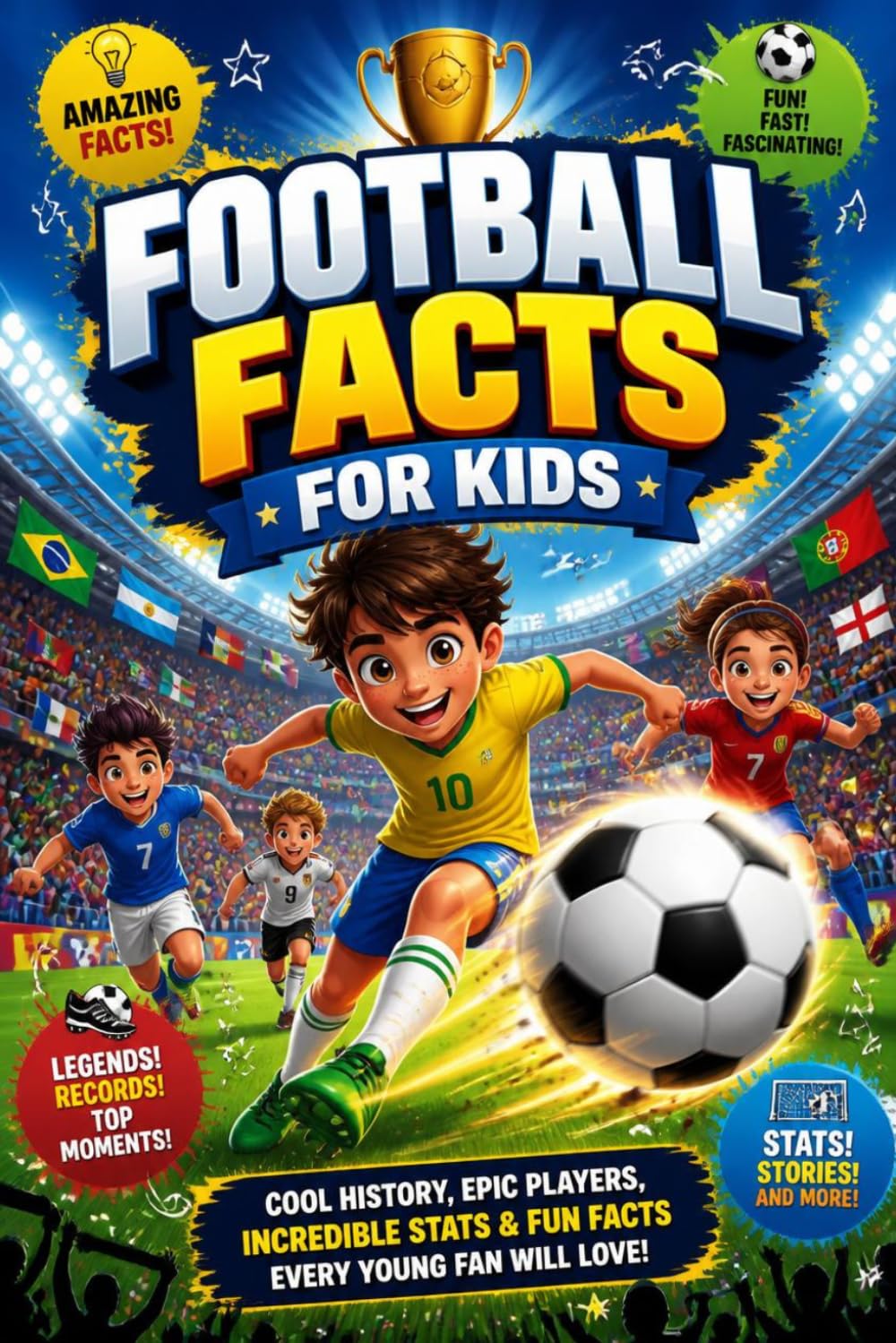 Football Facts For Kids: Amazing Soccer Stories, World Records, Fun Trivia, Legendary Players, and Mind-Blowing Facts for Young Football Fans