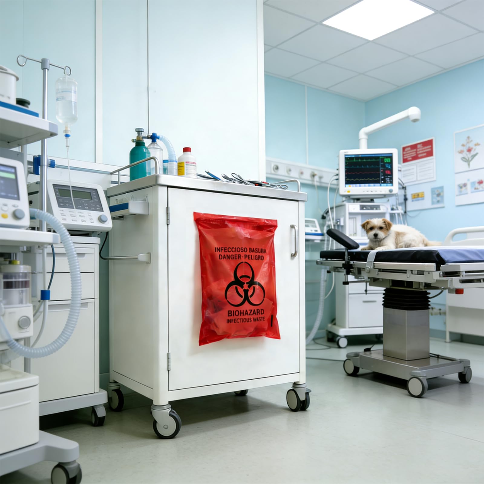 100 bolsas de basura rojas infecciosas de riesgo biológico de 23 x 33 cm