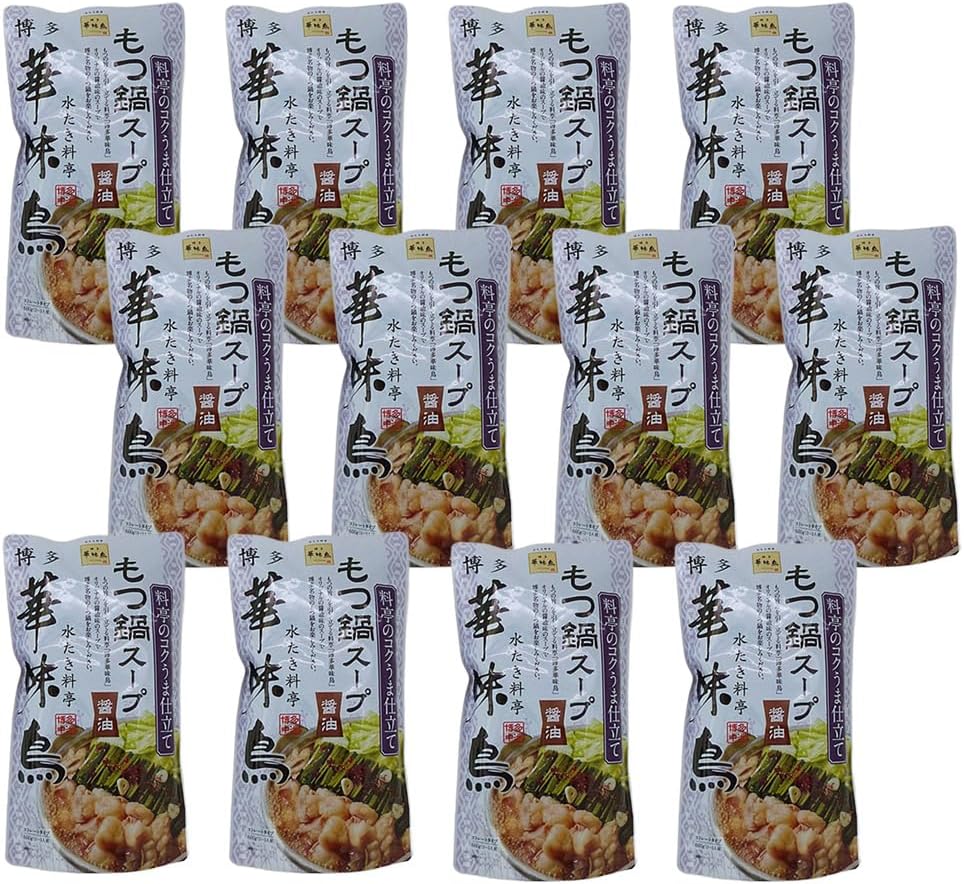 トリゼンフーズ 博多華味鳥 もつ鍋スープ(醤油) 600g(ストレート・２～３人前)&times;12袋