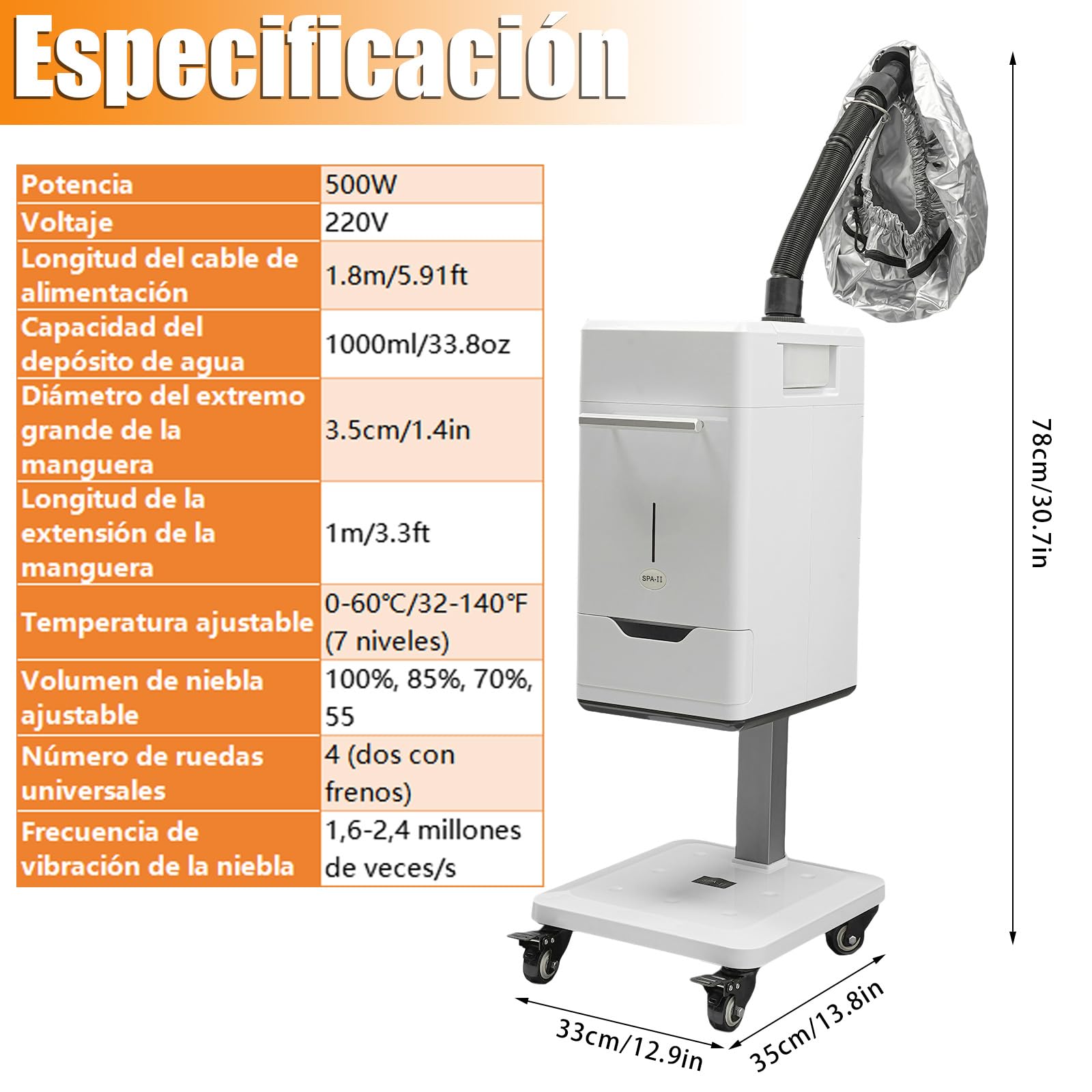 Máquina de coloración multifunción para el cabello - Nano vertical - Máquina de vapor profesional - Nano cabello - Procesador de color iónico - Salón de belleza