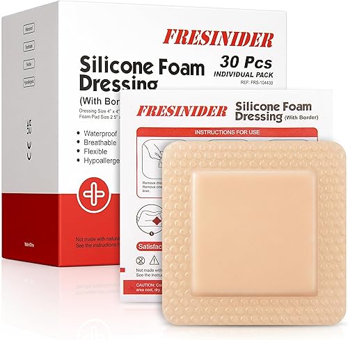 Miniatura 14 de FRESINIDER Paquete de 5 apósitos de espuma de silicona para heridas de 4" x 8" - Vendajes adhesivos impermeables con bordes - Súper absorbentes
