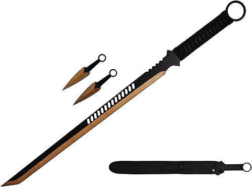 Wartech 440 espada machete de ninja de acero inoxidable con cuchillos para lanzar (2 unidades)