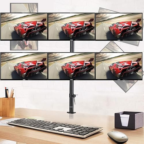 Miniatura 7 de Suptek Monitor LCD LED hexagonal de pie, soporte de escritorio extra alto de 31.5 pulgadas, soporte totalmente ajustable para 6seis pantallas de
