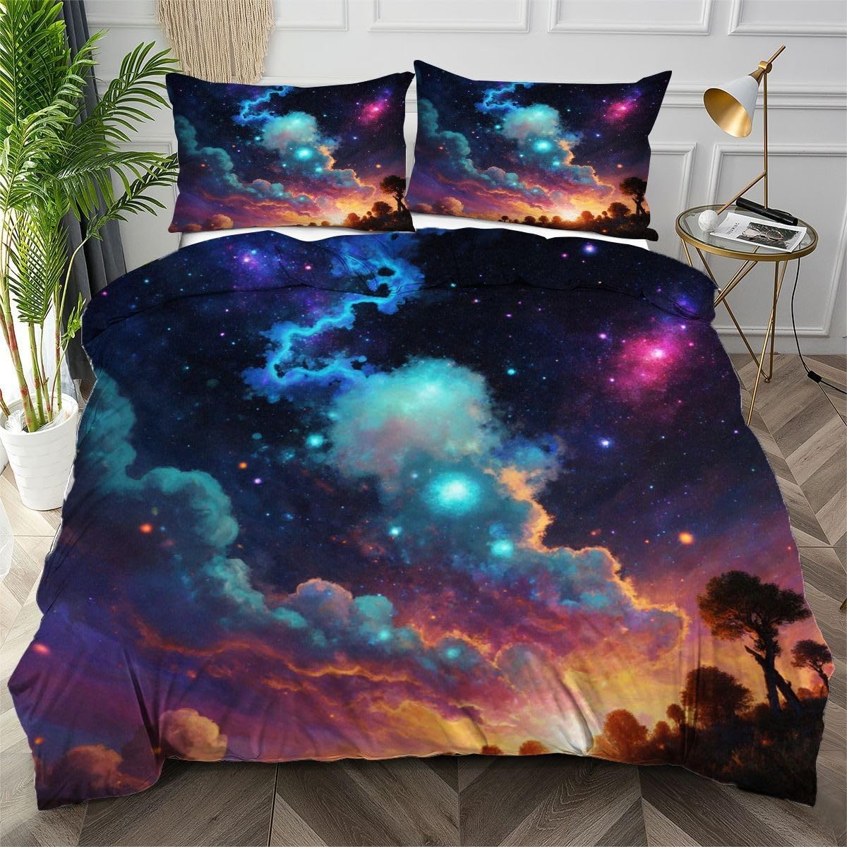 Parure de Lit Ciel Étoilé Violet 160x200 pour des Nuits Paisibles et Douces