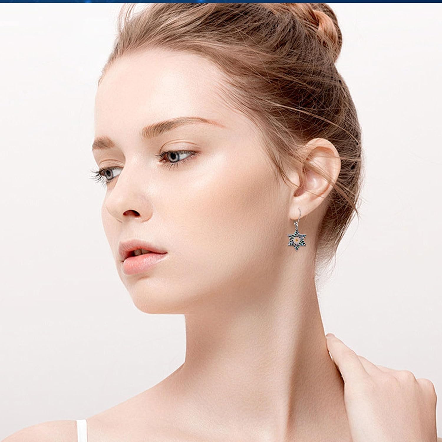 Star of David Earrings 925 Sterling Silver Cross Star of David Dangle Drop Earring Jewish Christian Jewelry Gifts for Women - Image 2