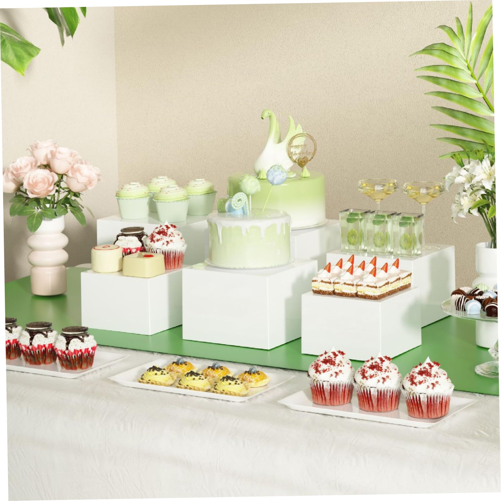 Alzatine per Buffet, 6 Pezzi/Set Alzatine per Buffet, Alimenti in Acrilico Bianco per Tavolo, Supporti riutilizzabili Set di espositori per Dessert per Catering Dessert, per Esposizione