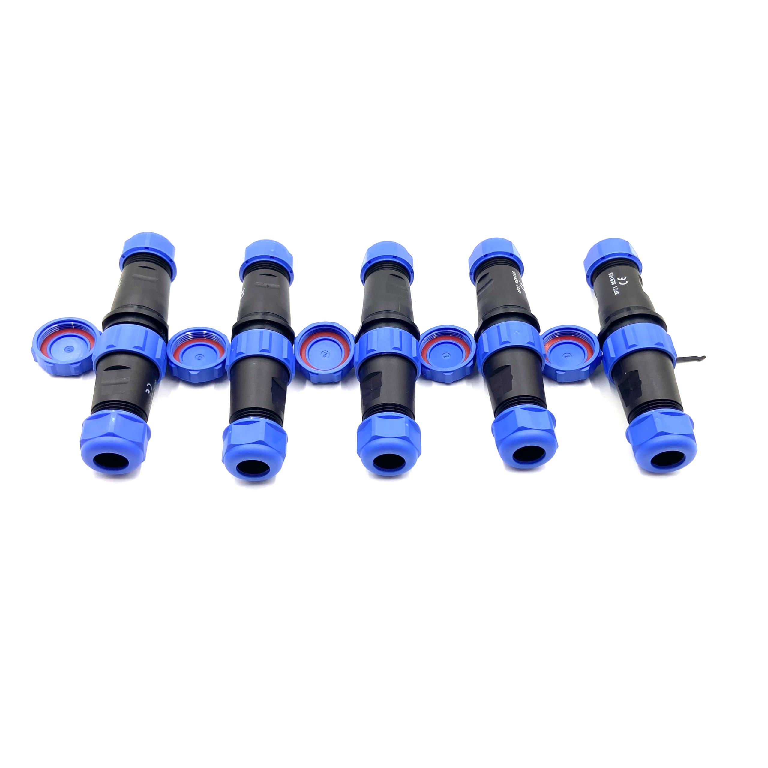 5 conectores de aviación SP21 de 5 pines, IP68 de 5 pines, sin soldadura, conector de aviación impermeable para lámparas exteriores, utiliza 500 V 30 A (cable de 12 AWG engarzado)