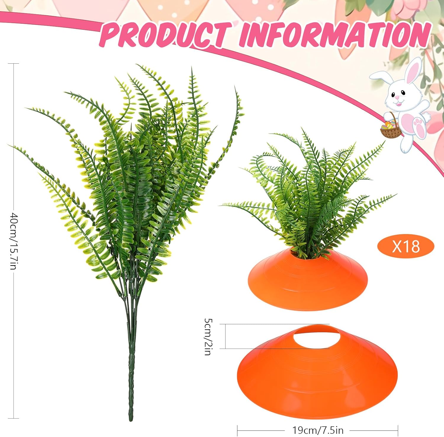 18 Set Easter Carrots Yard Decorations DIY Carrots Yard Sign Stakes Easter Plastic Outdoor Decorations for Spring Lawn Garden Yard Decor Easter Decor Home Lawn Patio Decorations (A Style)