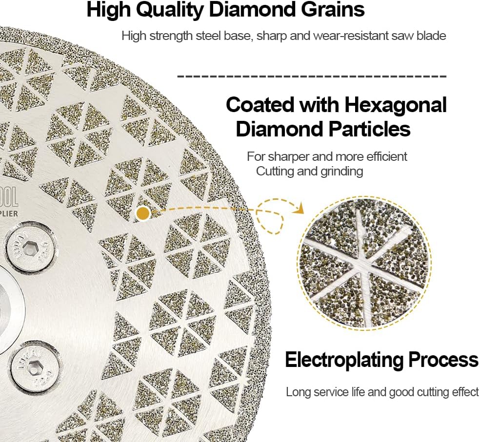 SHDIATOOL Diamond Cutting Grinding Disc 4-1/2-Inch Saw Blades Single Side Coated Electroplated Grinding Wheel for Granite Marble 115mm(Pack of 2)